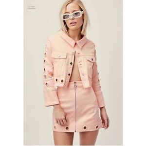 Barbiecore Pink For Love and Lemons Gromet Crème Puff Jacket